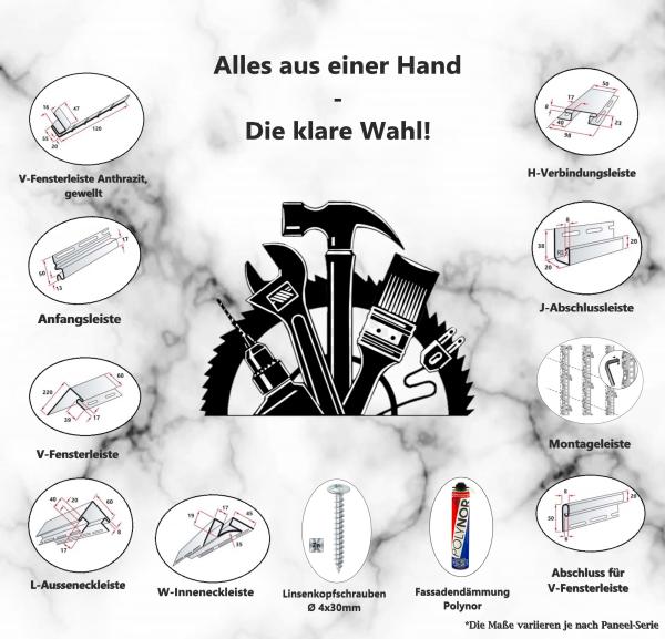 Kunststoffpaneele Anthrazit RAL7016 Serie ab 1,50m